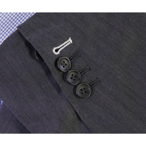 Sebastien Grey Custom Tailored Gray Herringbone 2-Btn Wool Blazer Jacket 44R - Picture 7 of 11
